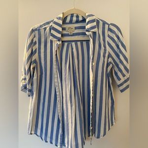 Jcrew xxs blue and white striped button down shirt